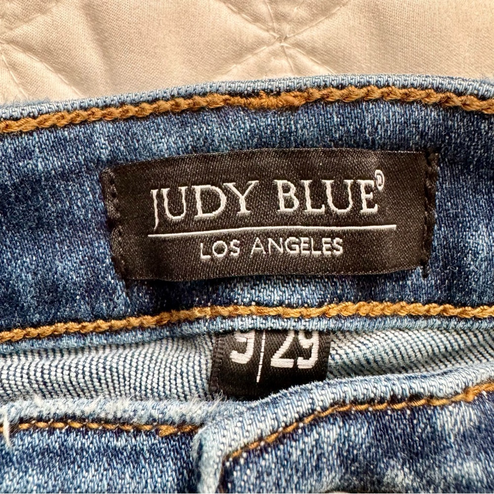 Judy Blue Distressed Skinny Red Buffalo Plaid Denim Blue Jeans Size 9/29 - Picture 7 of 15